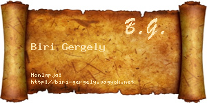 Biri Gergely névjegykártya